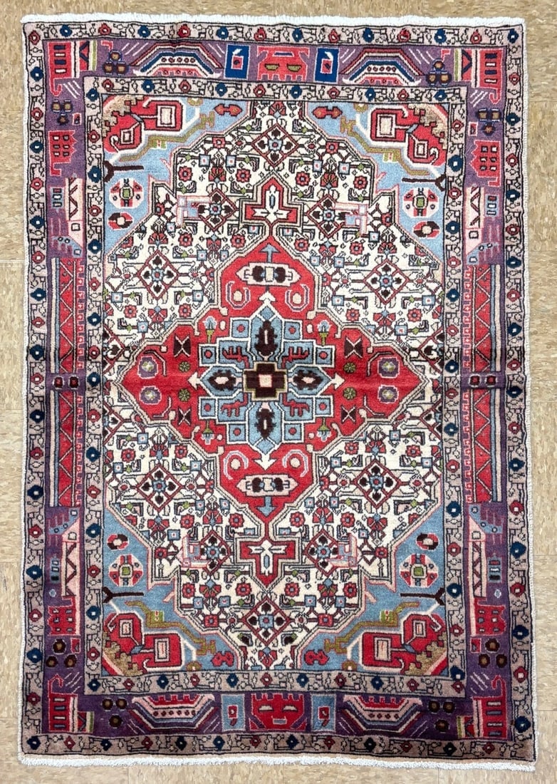 Hand Knotted Persian Nahavand Tribal Wool Rug 3'4" x 4'10" - 9