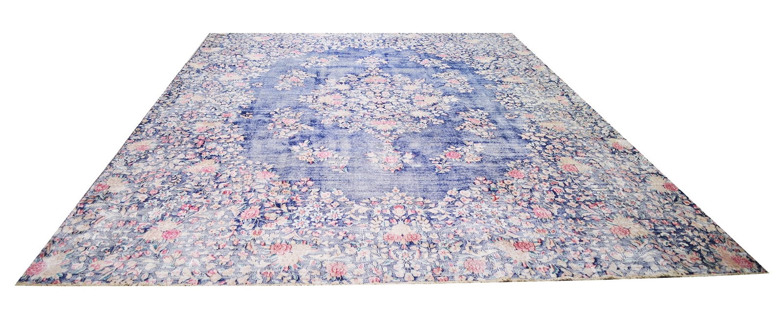 PERSIAN HAND KNOTTED WOOL RUG: Title: PERSIAN HAND KNOTTED WOOL RUGSize: 9'7X13'4Age: VINTAGEOrigin: PERSIANStyle: KERMANMaterial: WOOLCare: PROFESSIONALStructure: HAND KNOTTEDDesign: PERSIAN Reserve: $2,100.00 