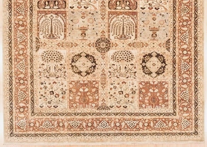 Hand Knotted Indo-Tabriz Ivory Terracotta Oriental Area Rug Carpet 9' x 11'9" - 3