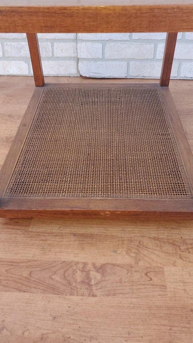 MCM Wicker Two Tier Side Table by John Widdicomb - 4