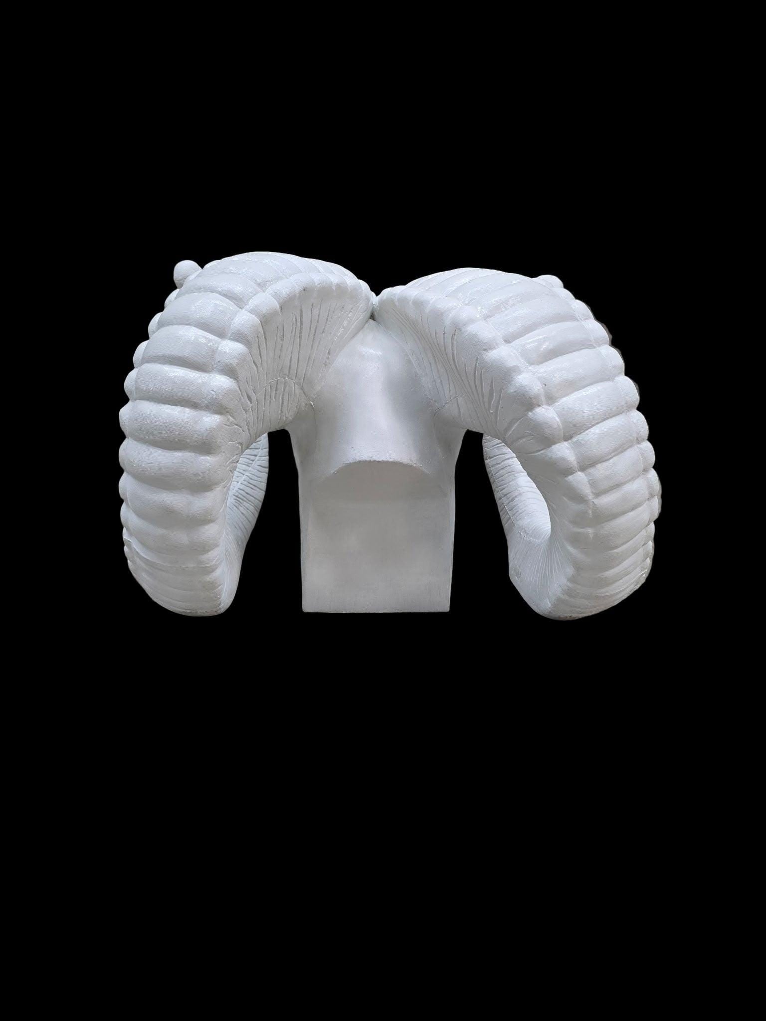 Vintage White Rams Head Statue - 14
