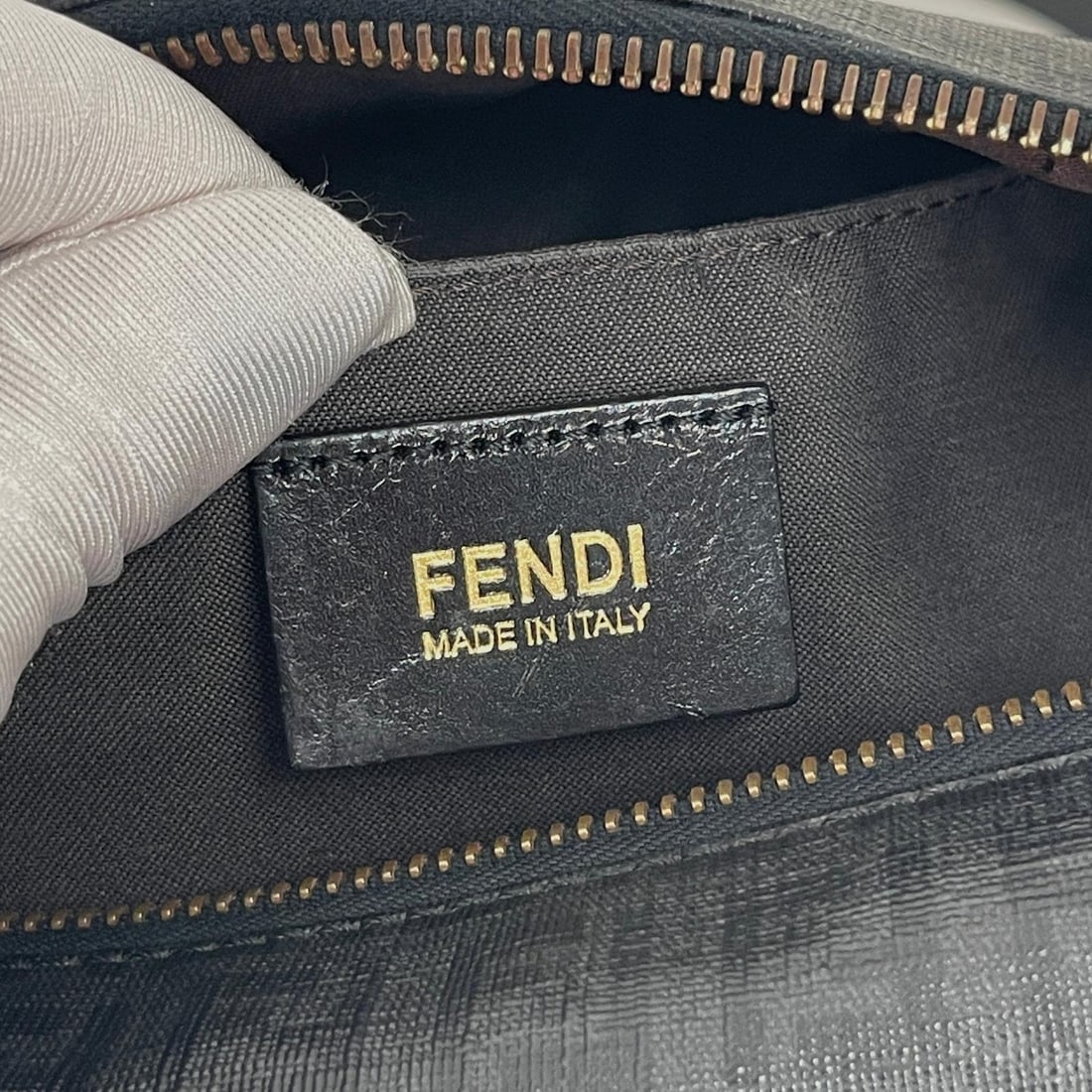 FENDI Black Zucchino Coated Canvas Shoulder Bag - 13