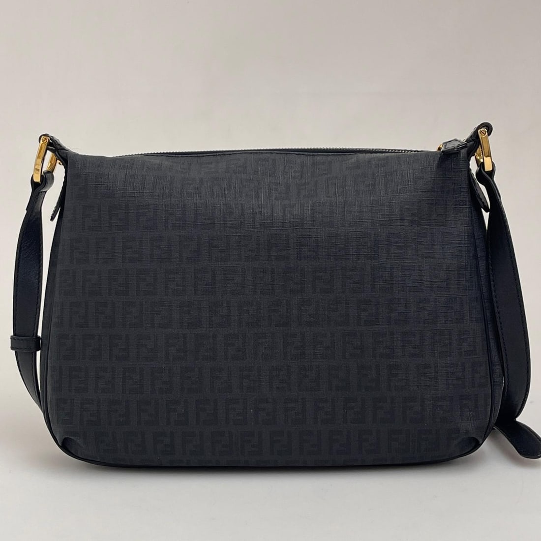 FENDI Black Zucchino Coated Canvas Shoulder Bag - 3