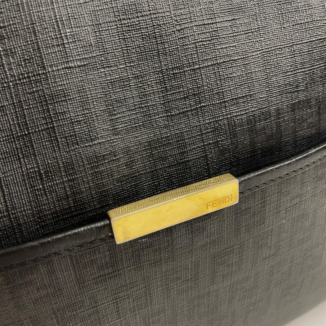 FENDI Black Zucchino Coated Canvas Shoulder Bag - 9