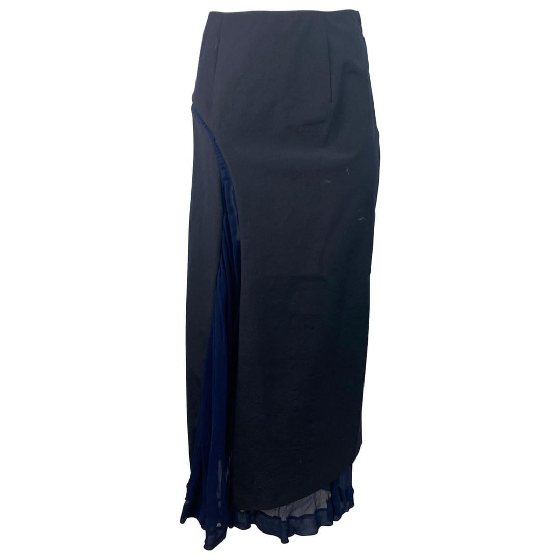 Comme des Garcons Navy Wool Maxi Skirt, Size Medium - 15