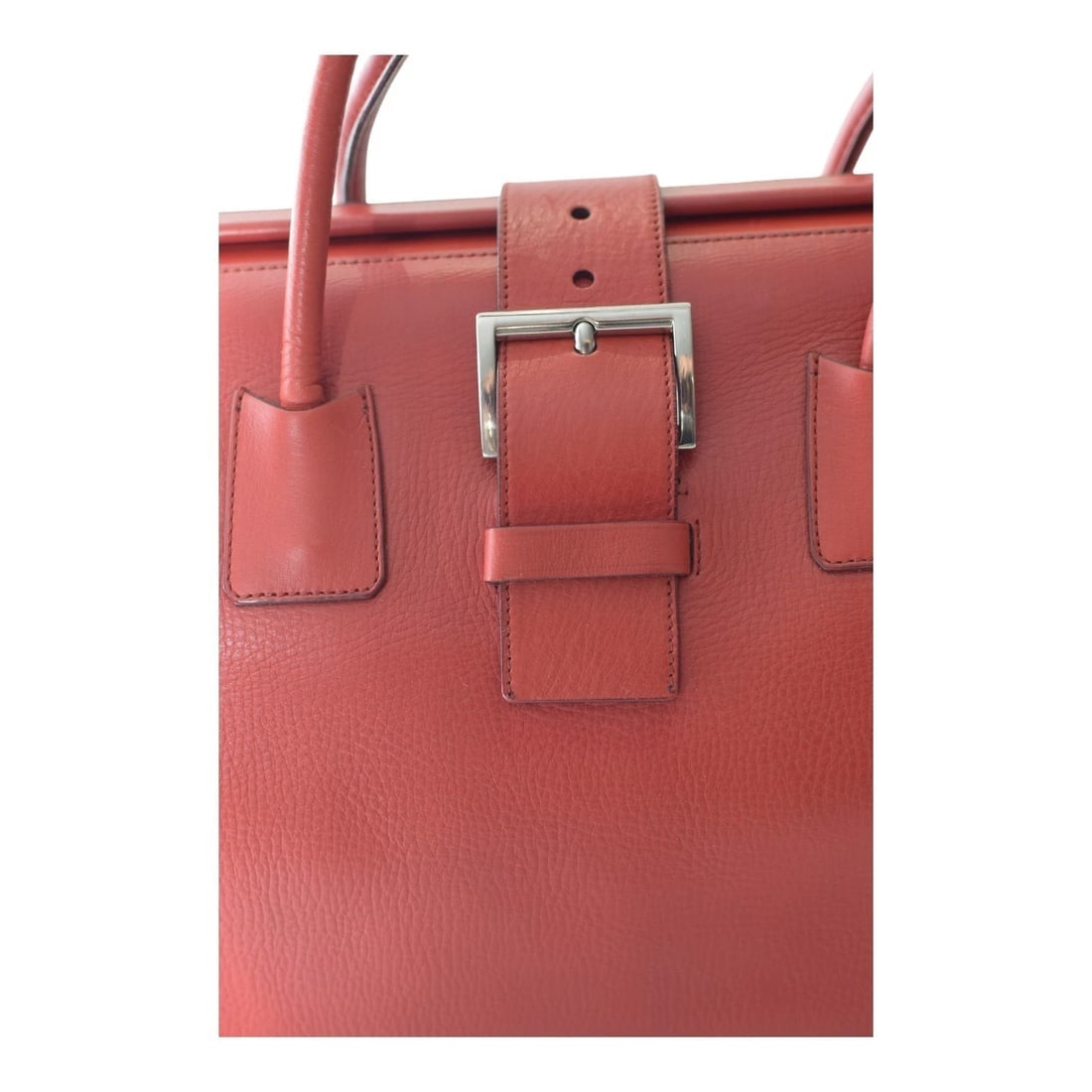 Prada Vintage Red Leather Doctor Bag Satchel frame top, double handle Handbag - 11