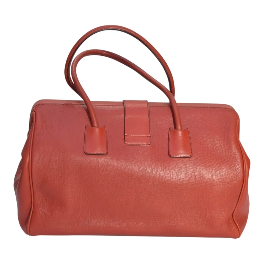 Prada Vintage Red Leather Doctor Bag Satchel frame top, double handle Handbag - 2