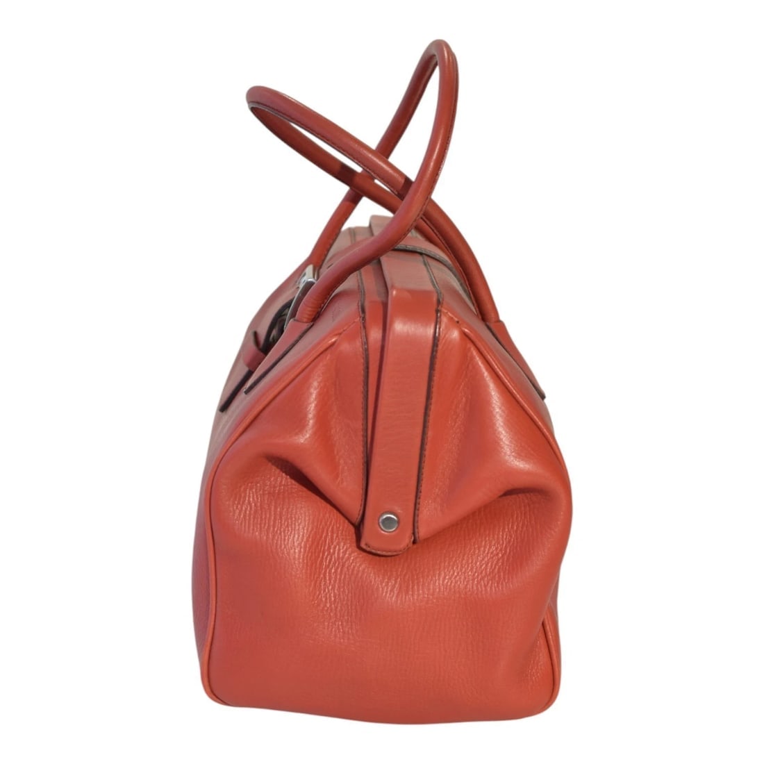 Prada Vintage Red Leather Doctor Bag Satchel frame top, double handle Handbag - 3