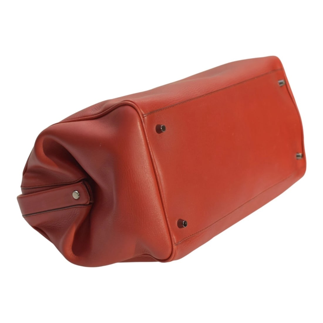 Prada Vintage Red Leather Doctor Bag Satchel frame top, double handle Handbag - 7