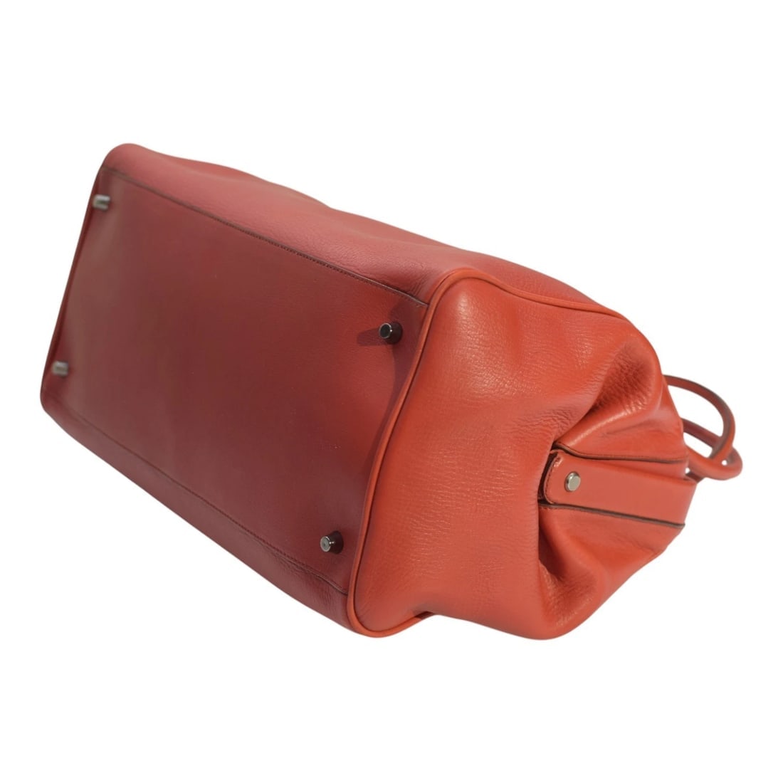 Prada Vintage Red Leather Doctor Bag Satchel frame top, double handle Handbag - 8