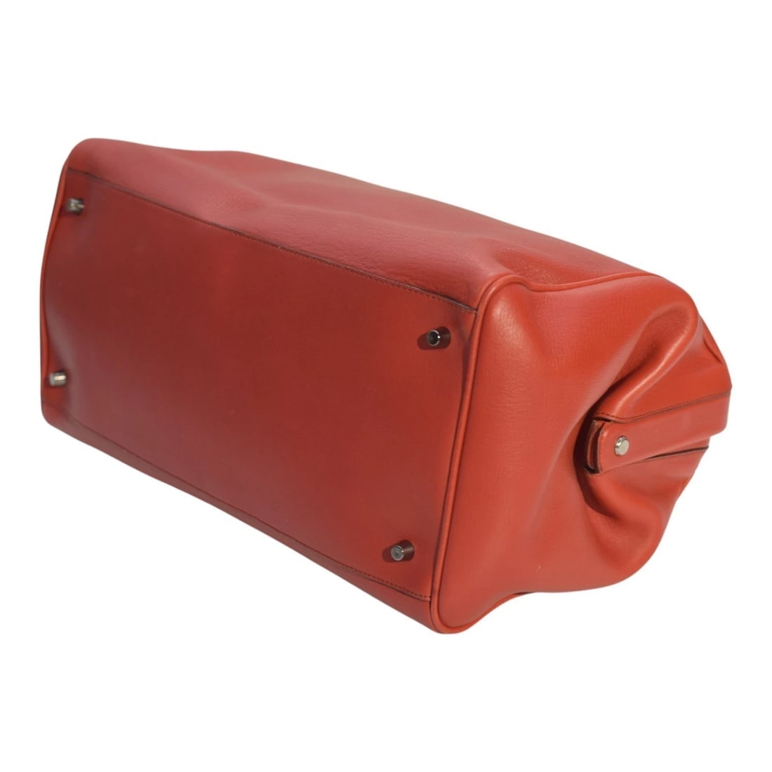 Prada Vintage Red Leather Doctor Bag Satchel frame top, double handle Handbag - 9