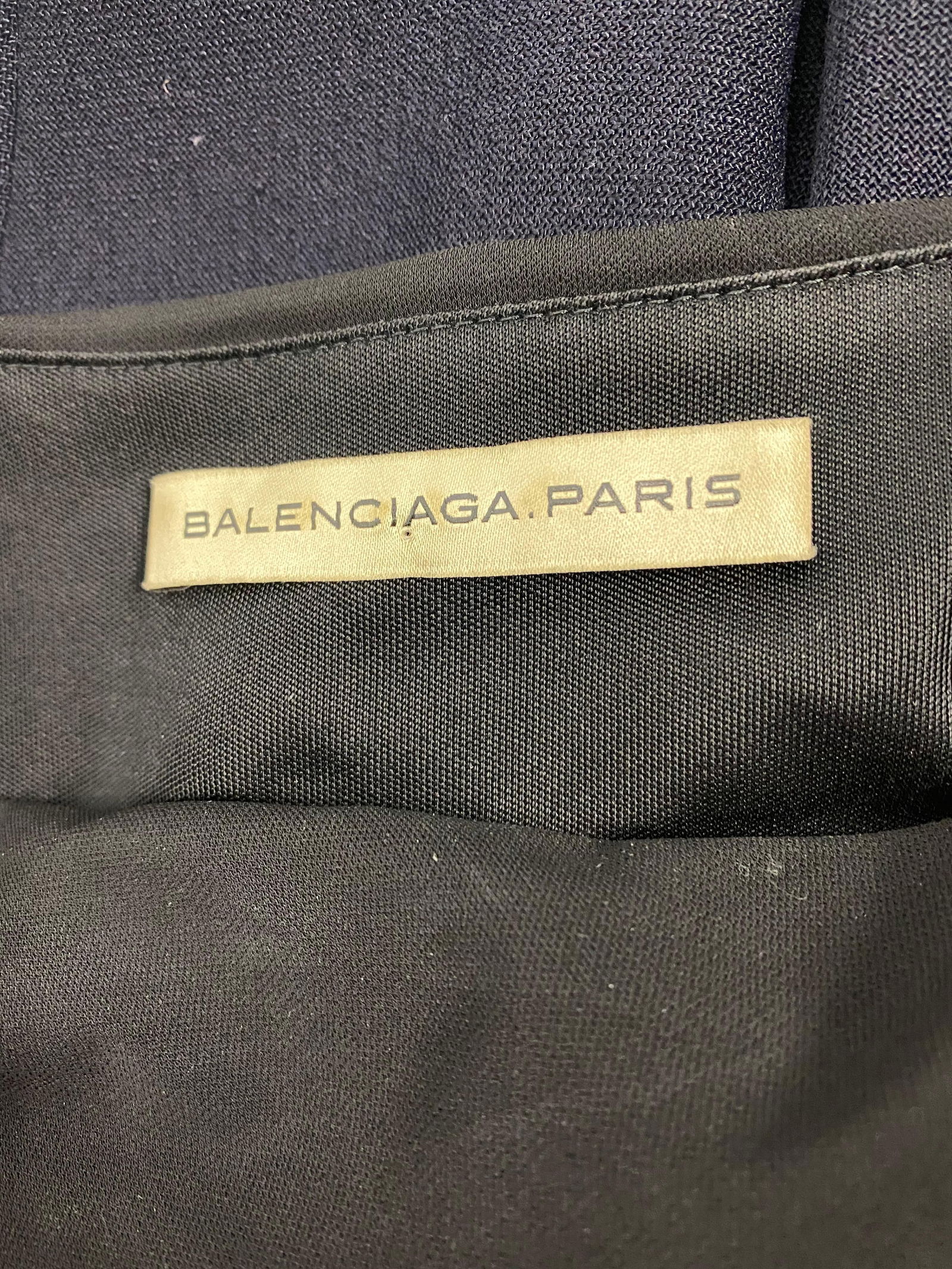 Balenciaga Paris Black and Navy Short Sleeves Dress, Size 40 - 14