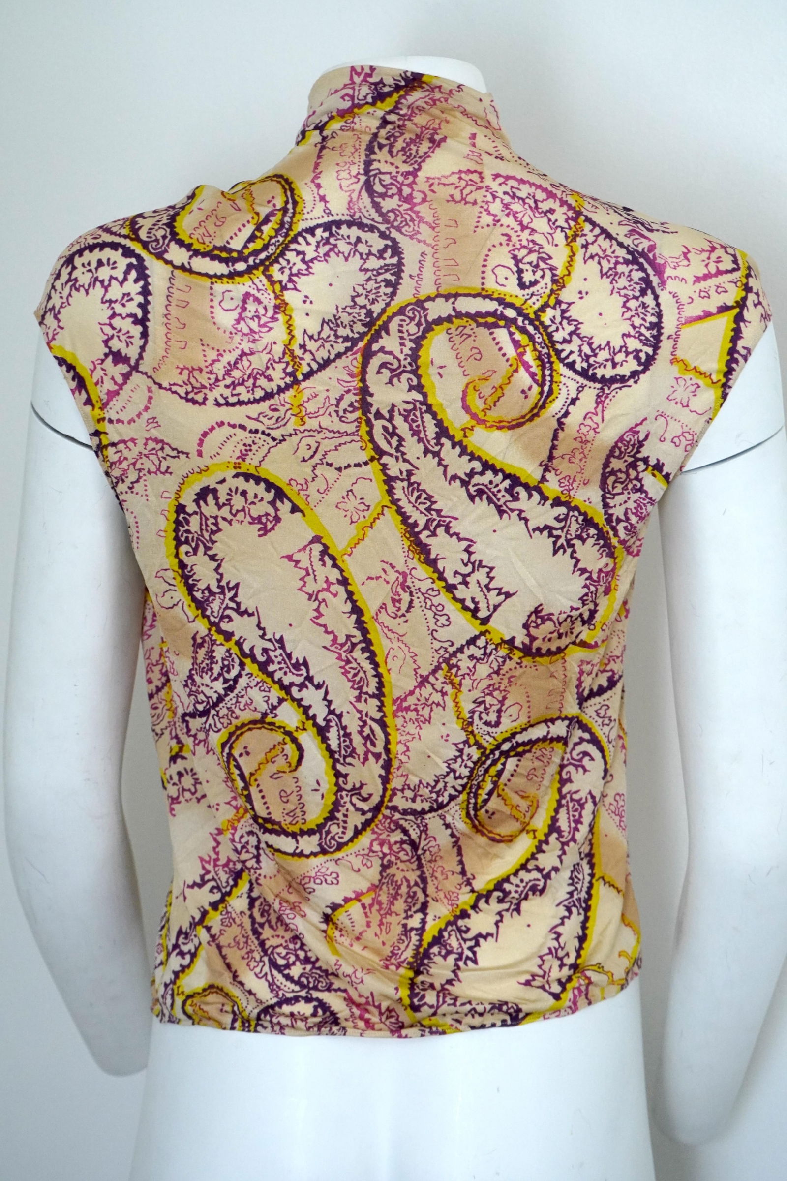 Emanuel Ungaro Sleeveless Mock Neck Paisley Top sz 38 - 9