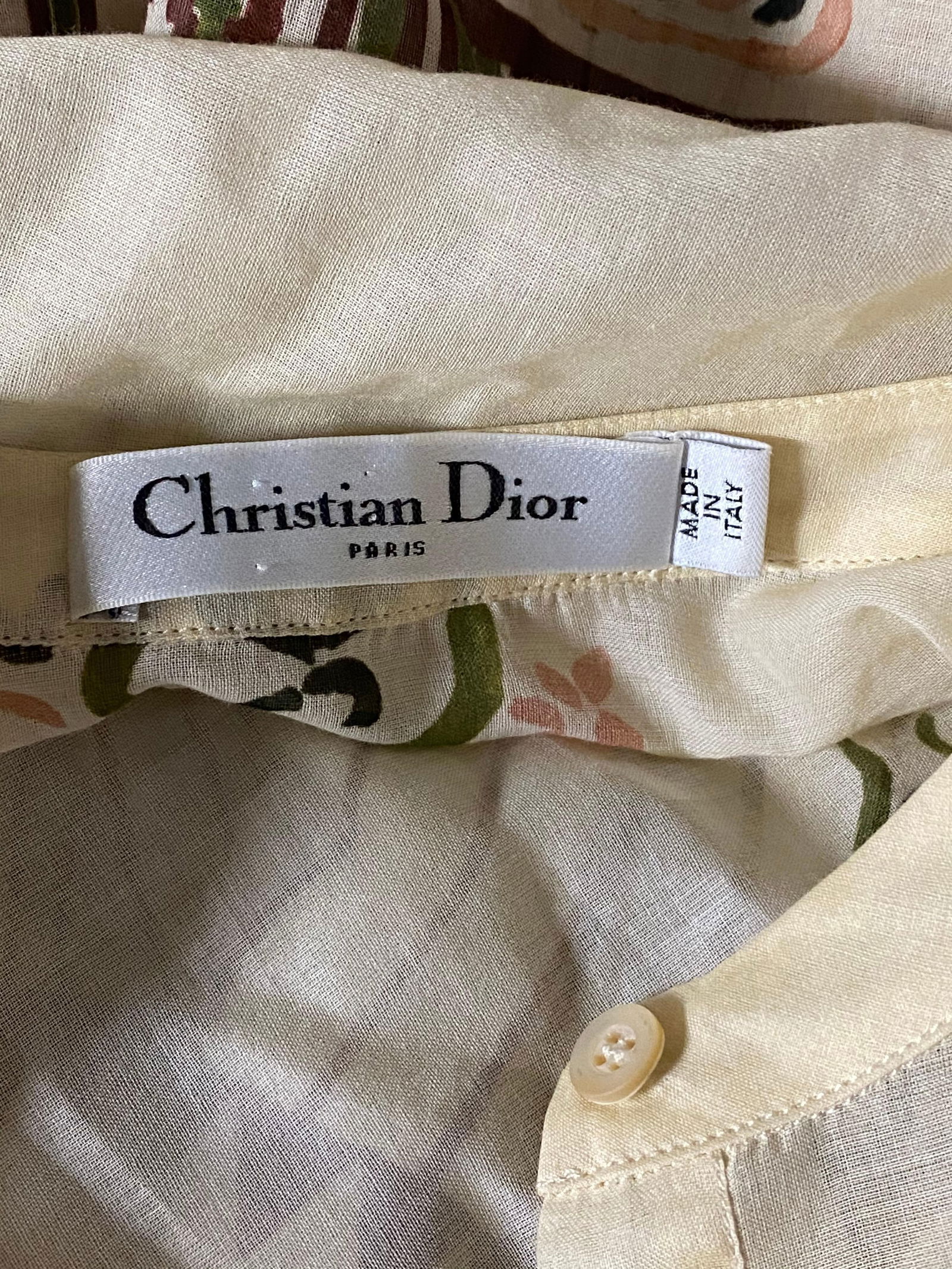 Christian Dior Cream Cotton Long Sleeve Tunic Top Size 6 - 5
