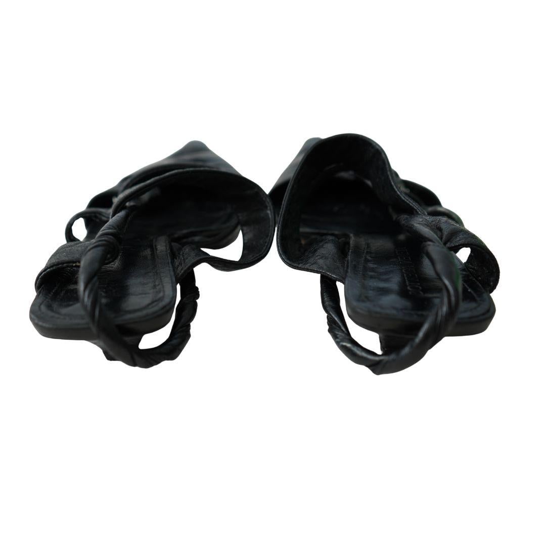 Bottega Veneta Black Nappa Leather Strappy Sandals 39 - 11