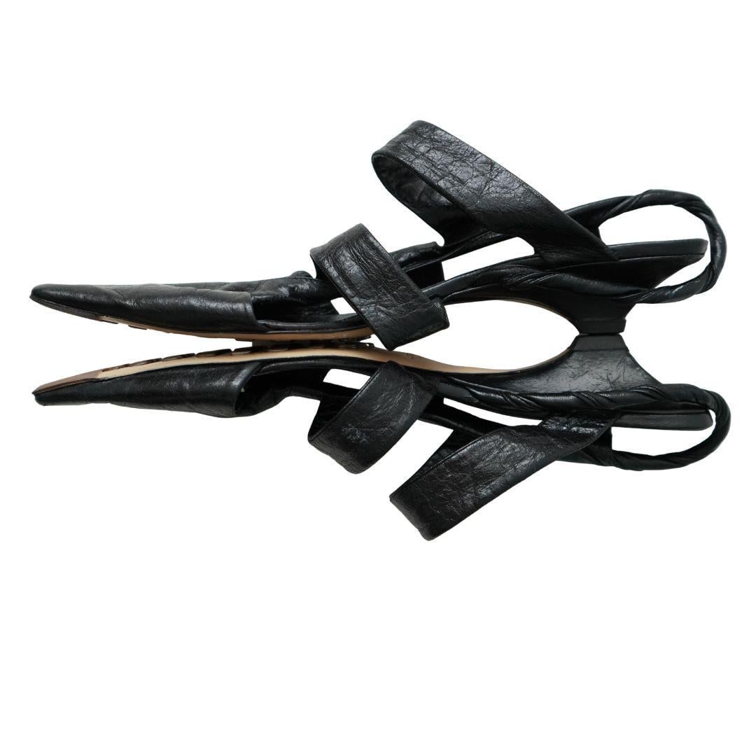 Bottega Veneta Black Nappa Leather Strappy Sandals 39 - 15