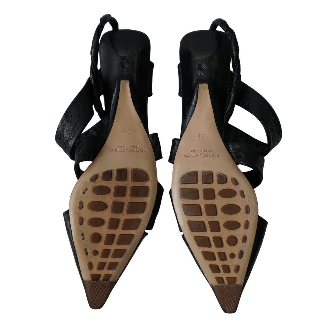Bottega Veneta Black Nappa Leather Strappy Sandals 39 - 4