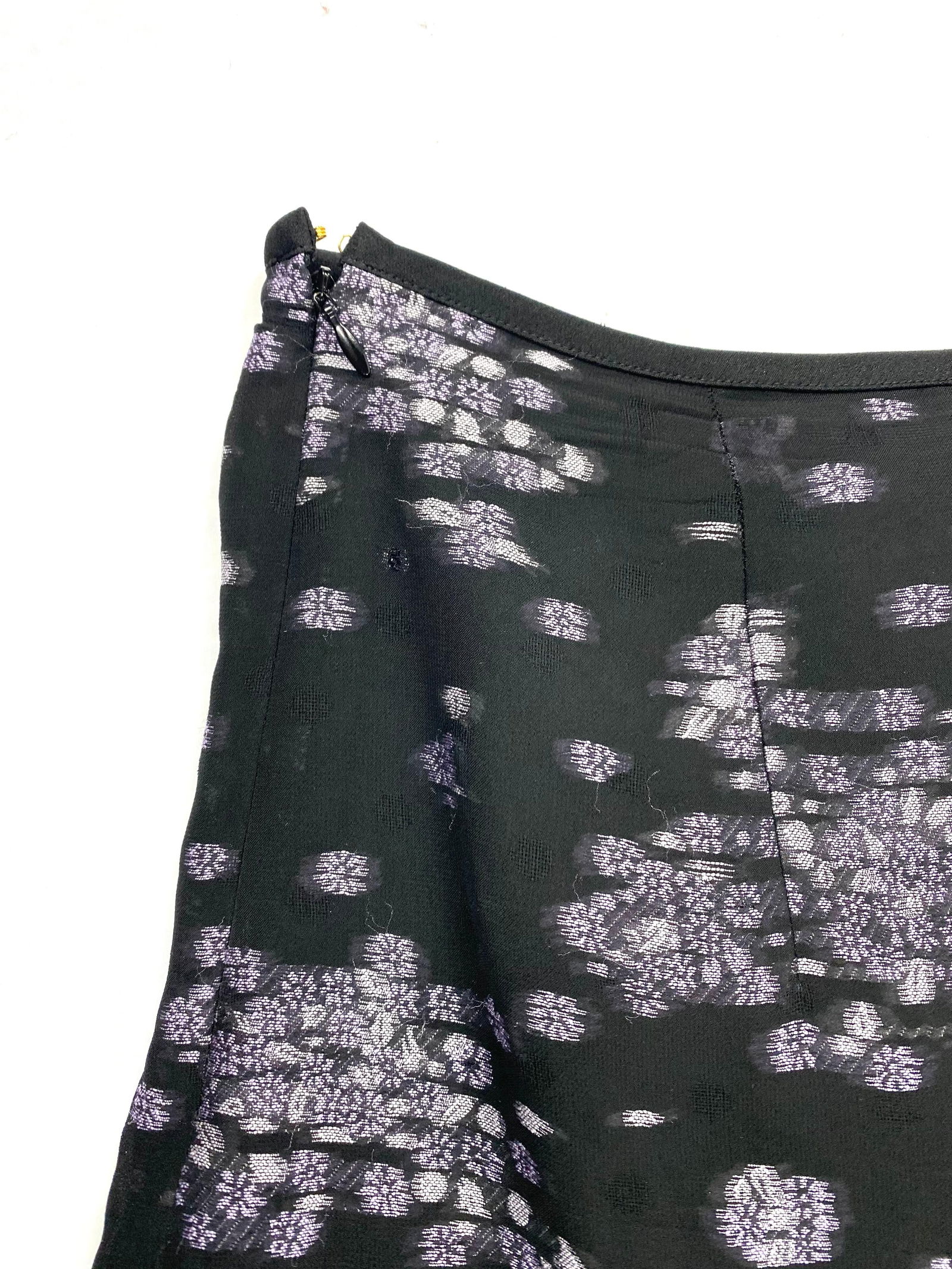 Vintage Black and Purple Floral Flare Pants, Size 2 - 13
