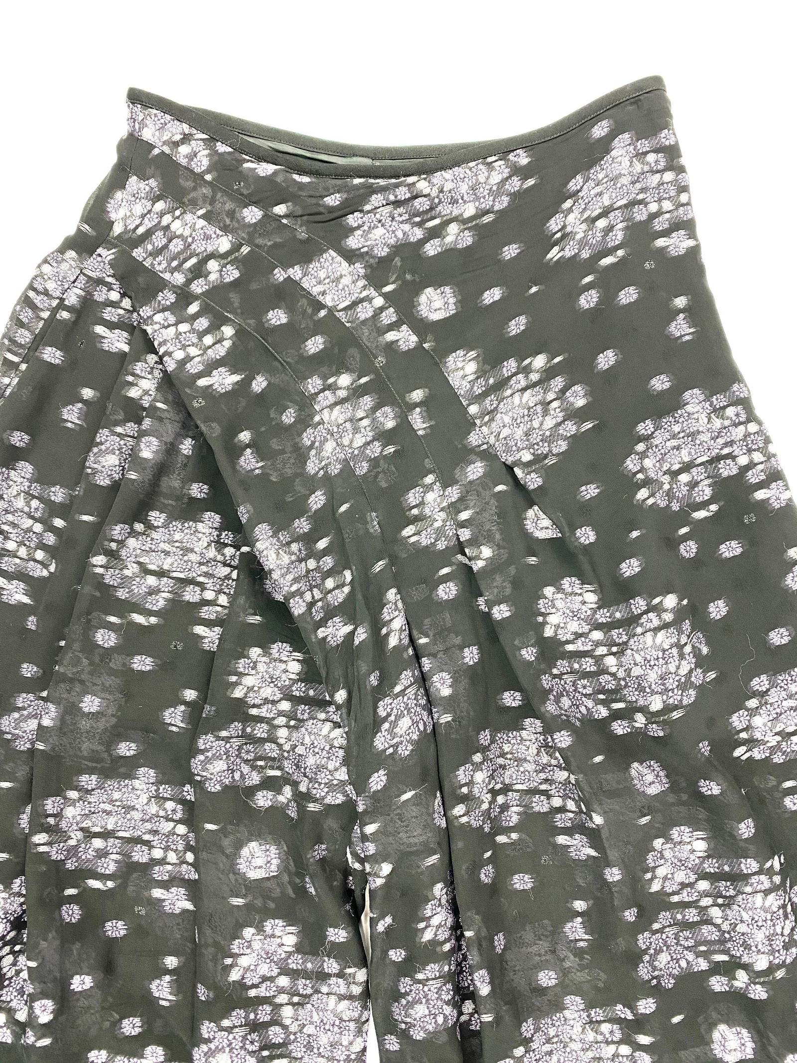 Vintage Black and Purple Floral Flare Pants, Size 2 - 8