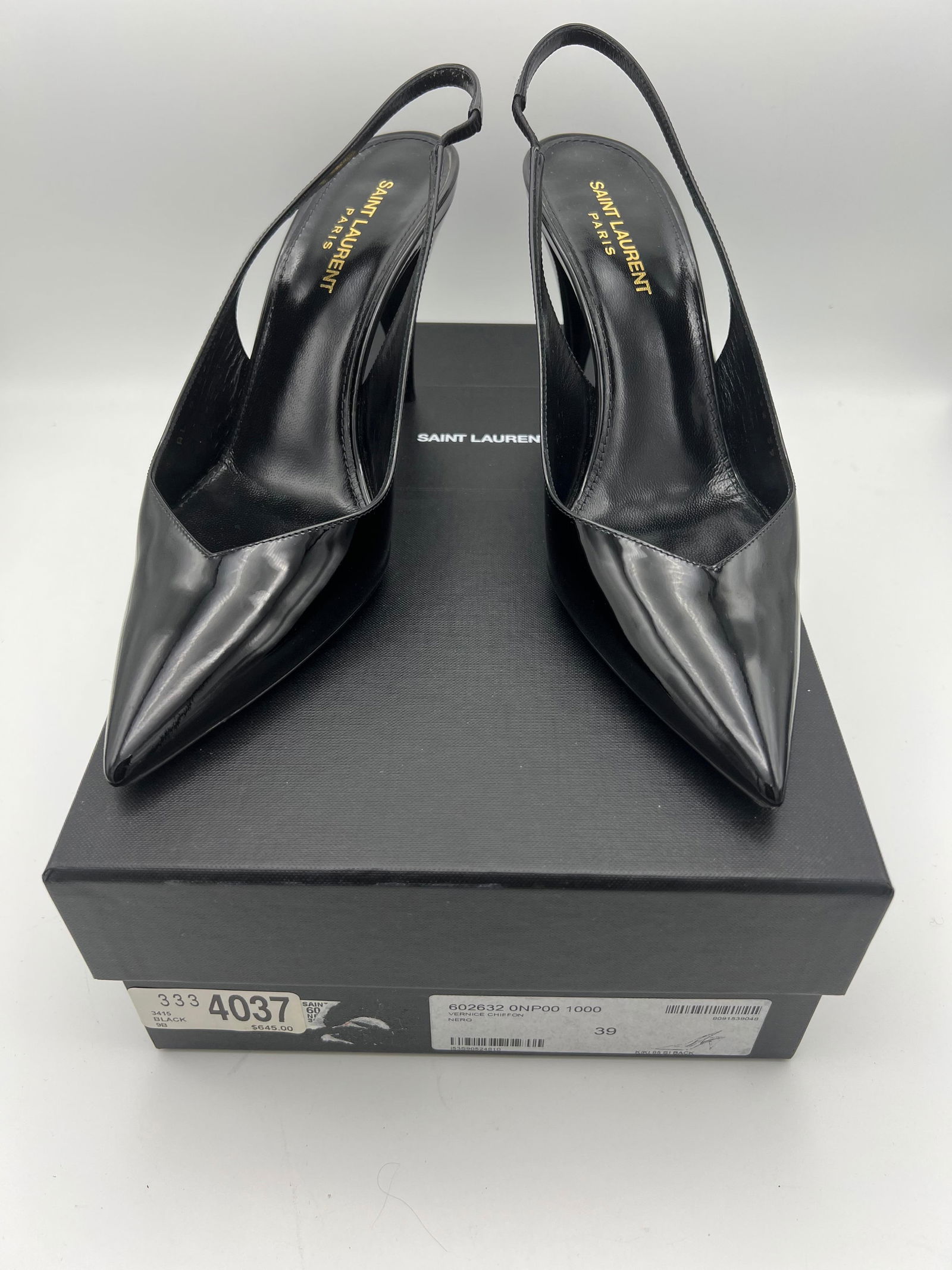 Saint Laurent Kiki Black Patent Pumps, Size 39 - 6