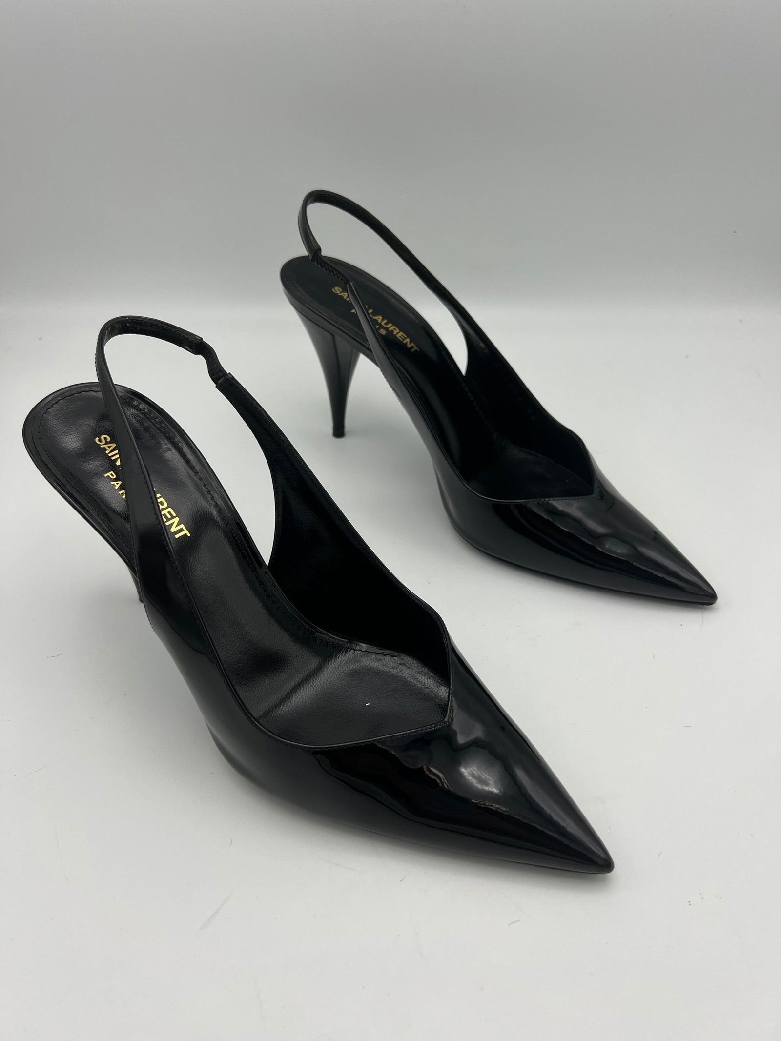Saint Laurent Kiki Black Patent Pumps, Size 39 - 9
