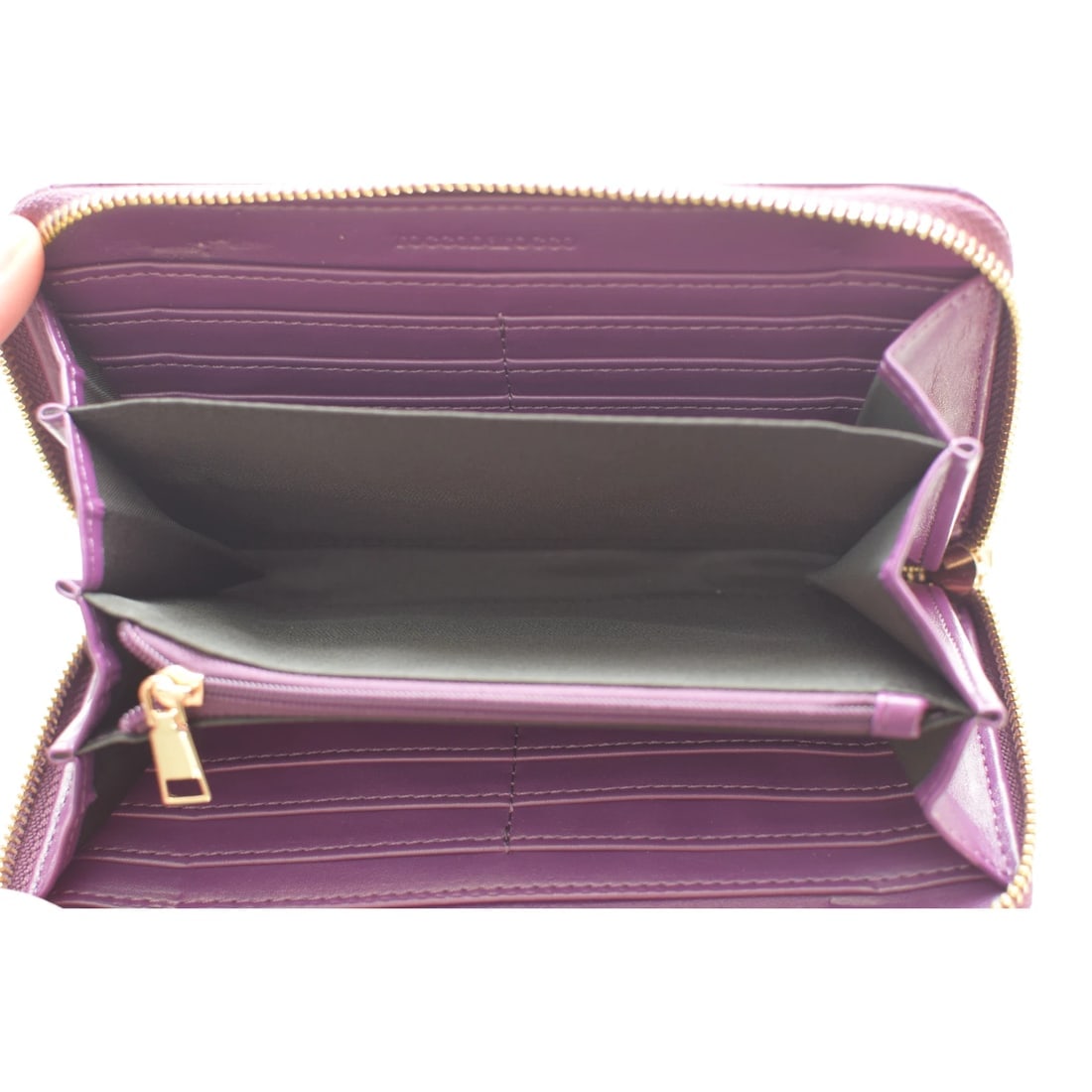 Roccobarocco Purple Quilted Leather Zip Wallet Gold Logo Long Purse New - 10