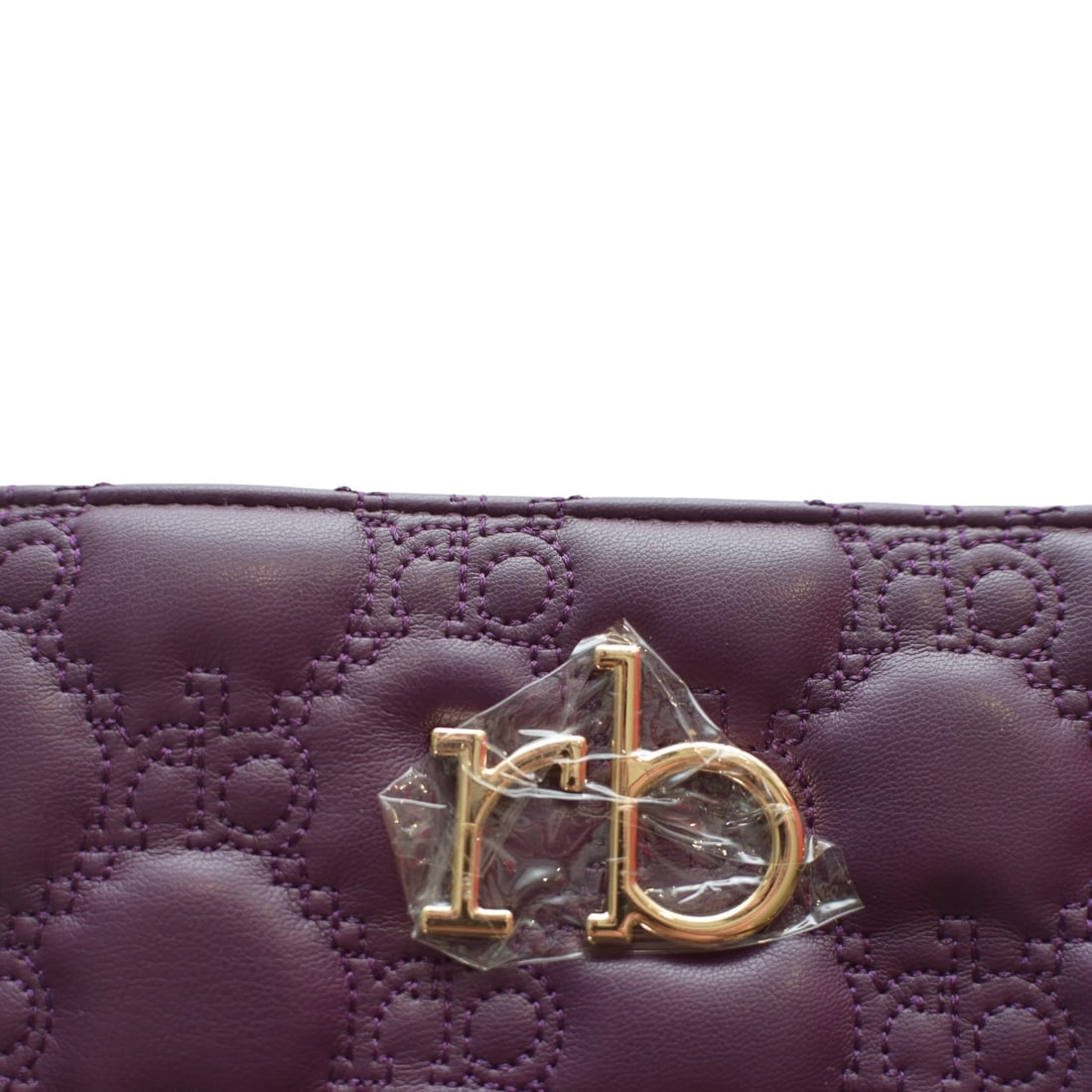 Roccobarocco Purple Quilted Leather Zip Wallet Gold Logo Long Purse New - 11