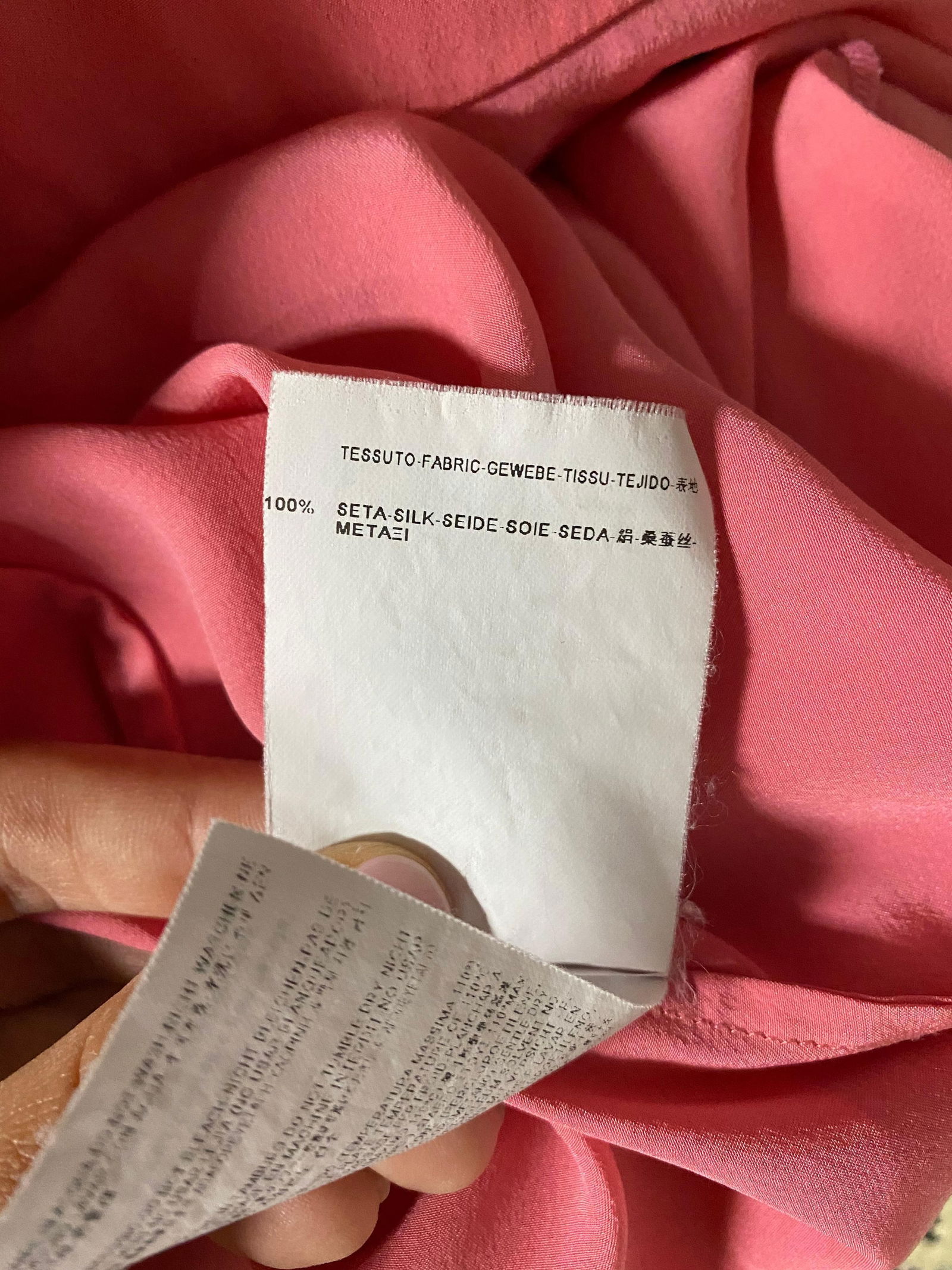 Balenciaga Paris Pink Coral Silk Short Sleeves Blouse Top Size 40 - 15