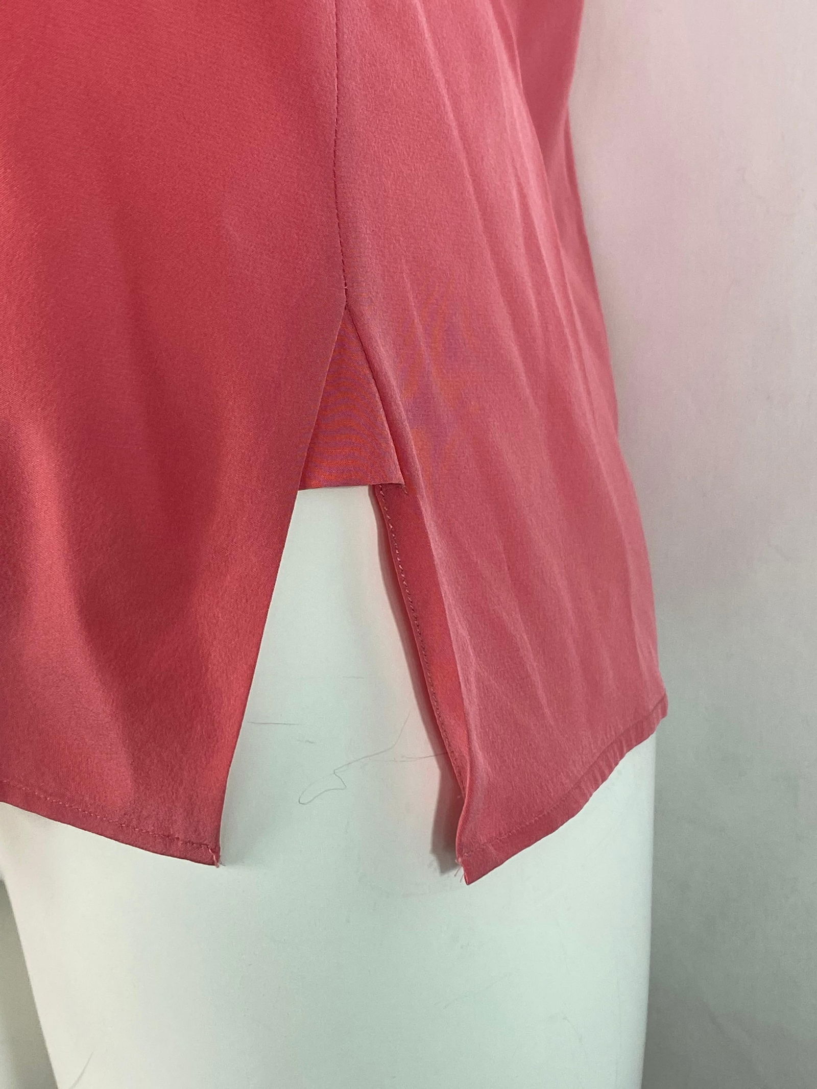 Balenciaga Paris Pink Coral Silk Short Sleeves Blouse Top Size 40 - 3