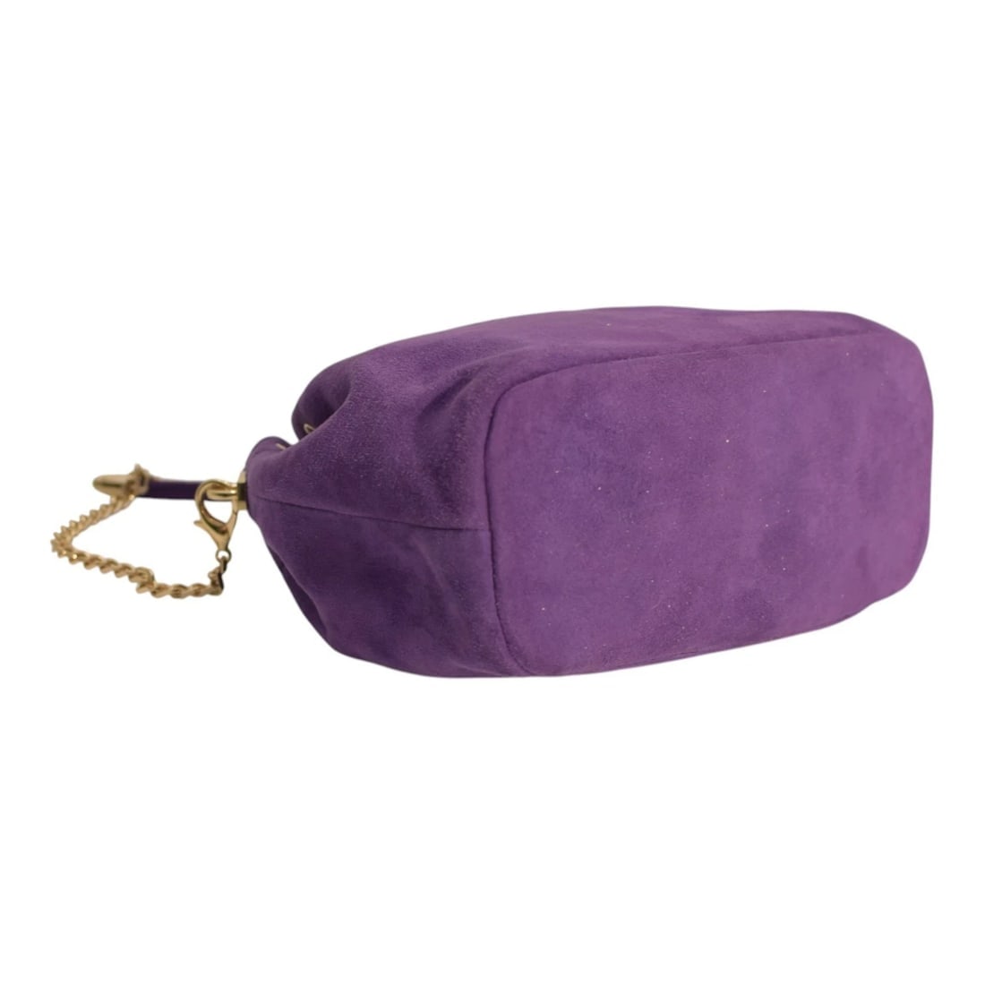 Purple Suede Mini Bucket Bag with Gold Chain – Made in Greece – NEW with Tags - 10