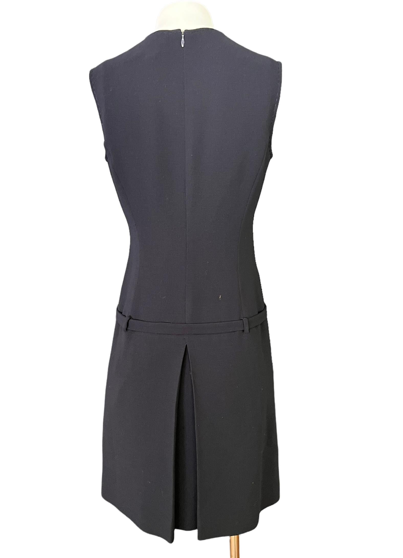 Max Mara Navy Wool Mini Dress, Size 6 - 2