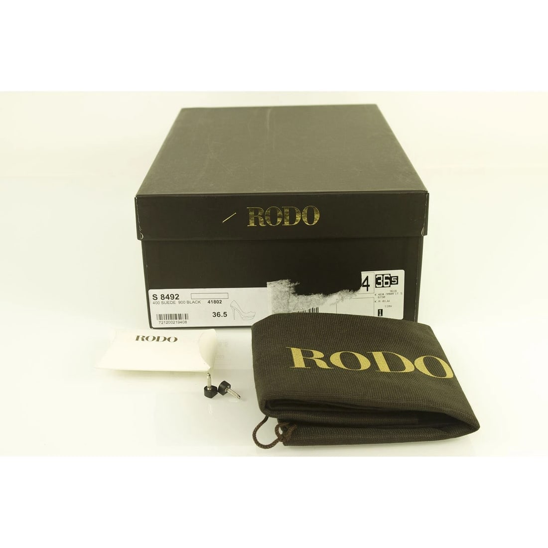 RODO Black Suede Gold Platform Pumps Stiletto Heel sz 36.5 Shoes w. Box - 10