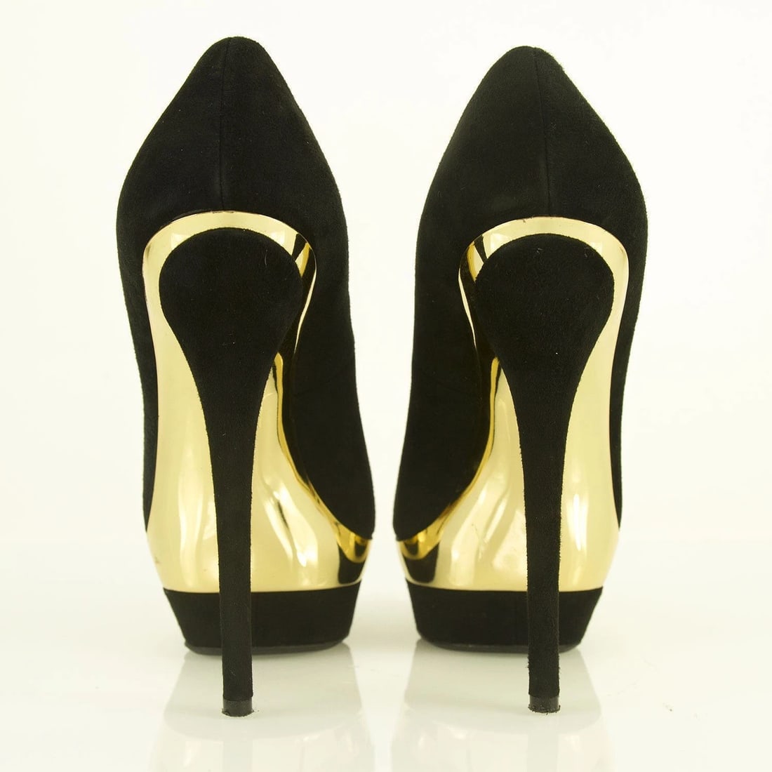 RODO Black Suede Gold Platform Pumps Stiletto Heel sz 36.5 Shoes w. Box - 3