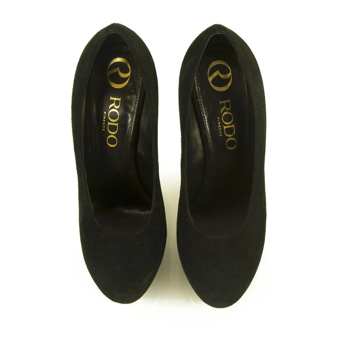 RODO Black Suede Gold Platform Pumps Stiletto Heel sz 36.5 Shoes w. Box - 6