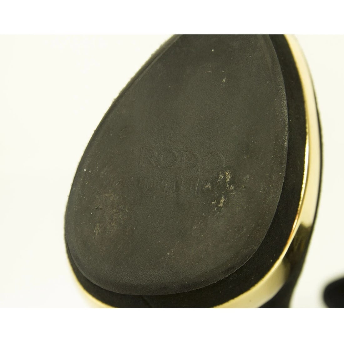 RODO Black Suede Gold Platform Pumps Stiletto Heel sz 36.5 Shoes w. Box - 9