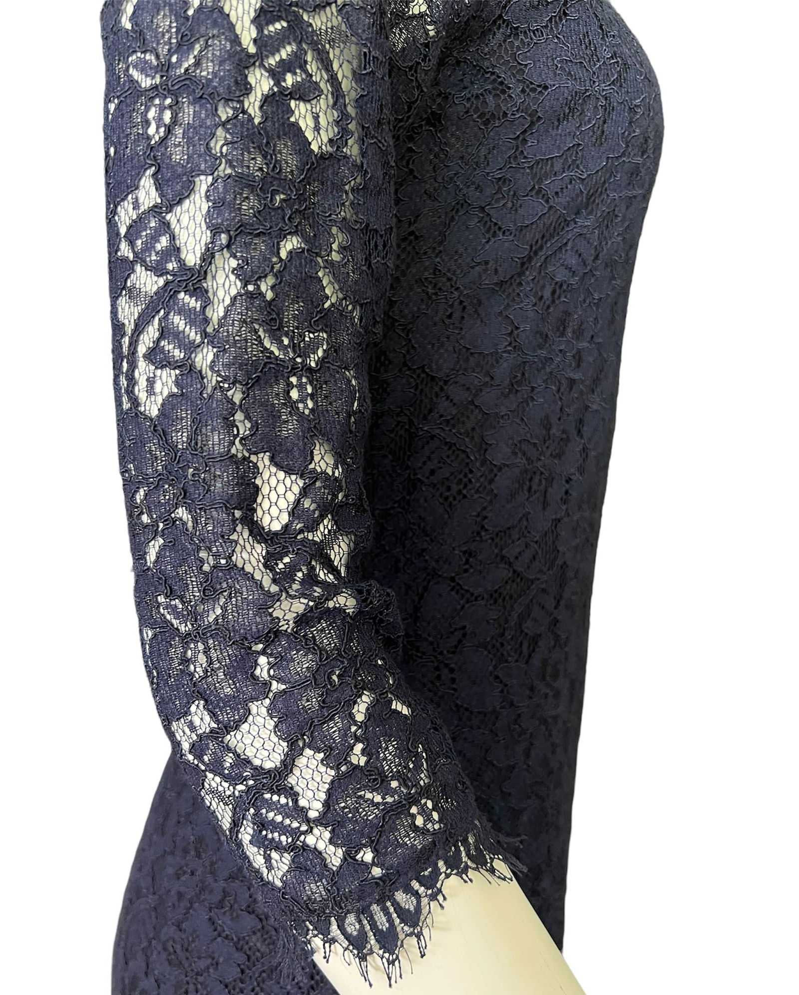 Diane von Fürstenberg Navy Lace Mini Dress, Size 8 - 10