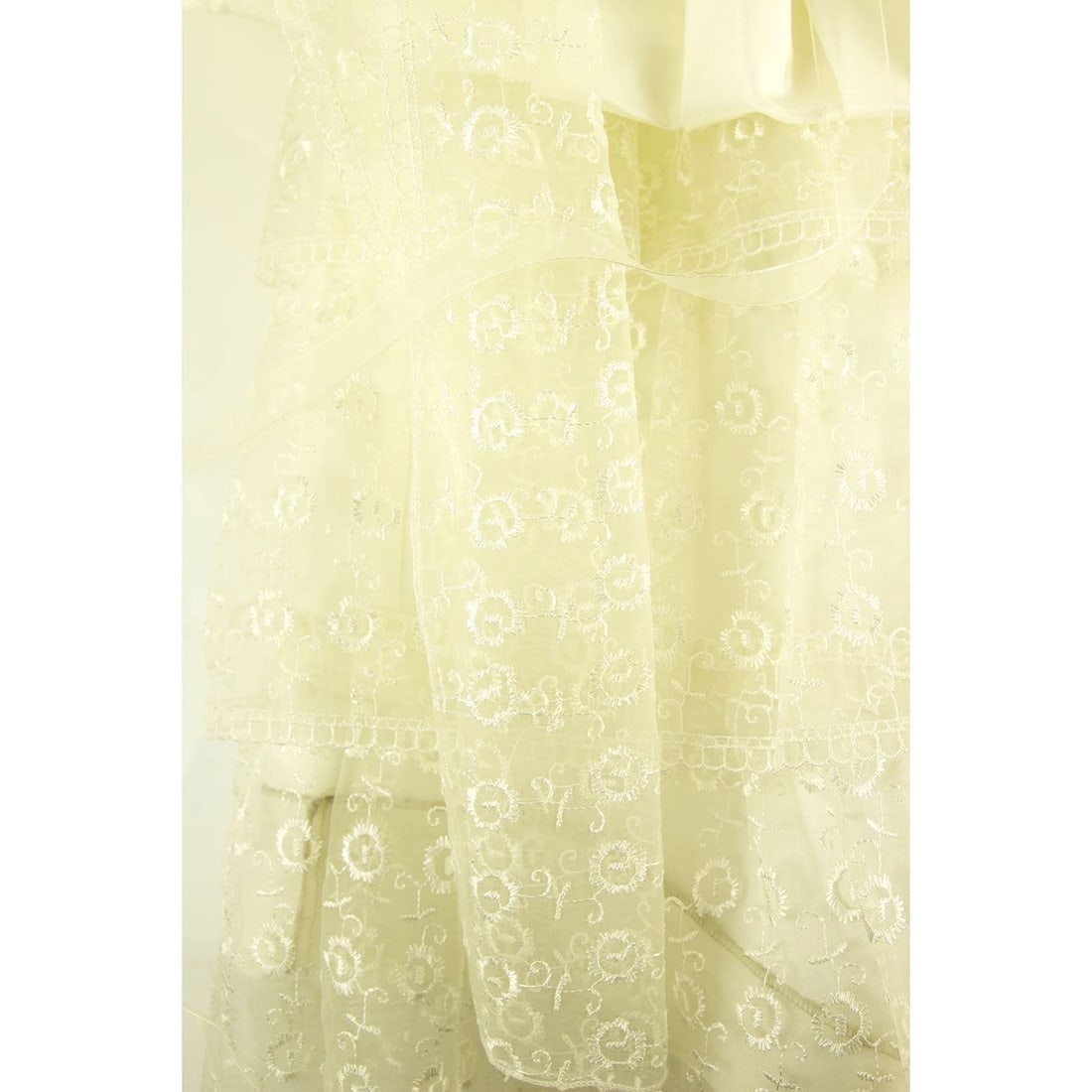 Pronovias Flower Girl Princess Gown Maxi Lace Satin Beaded Dress Girls Sz 10 - 3