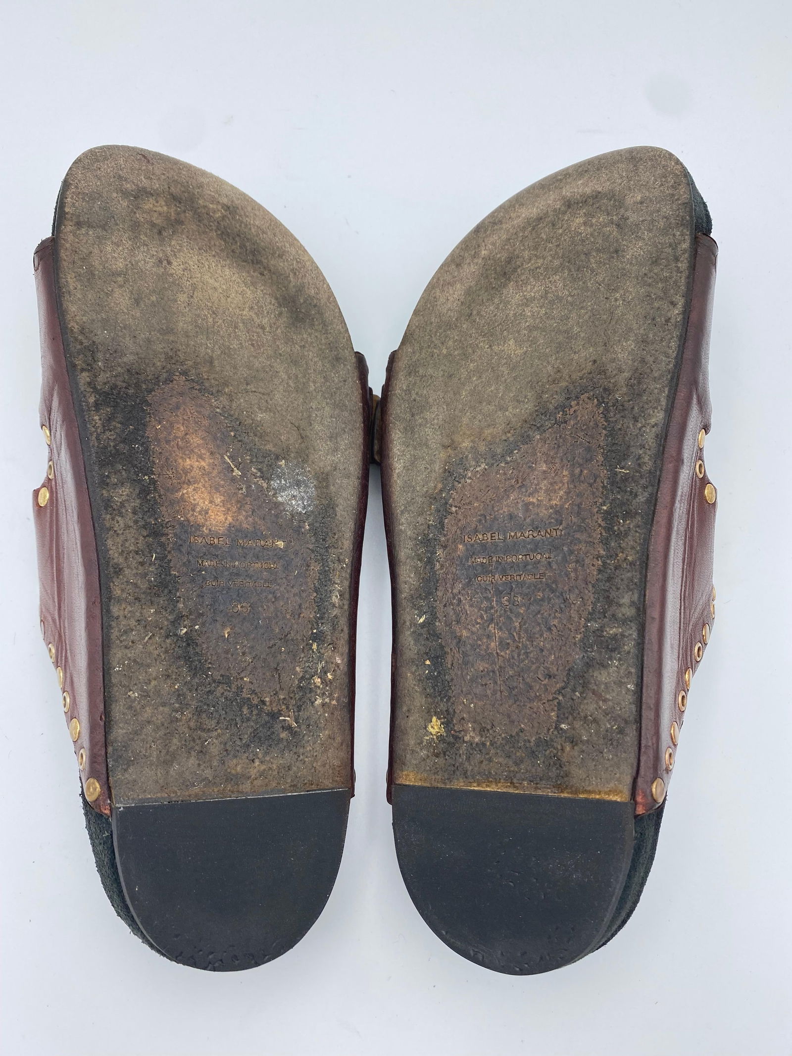 Isabel Marant Lennyo Grommet Leather Slides Sandals, Size - 14