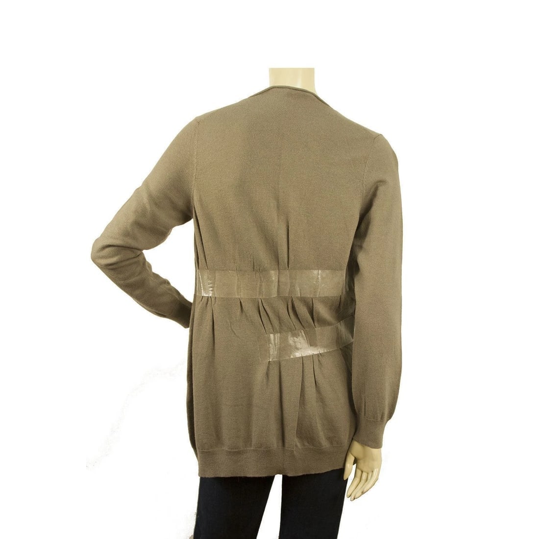 Atos Lombardini Taupe Oversized Wool Knit Top Long Sleeve Sweater wιth tape fx - 2