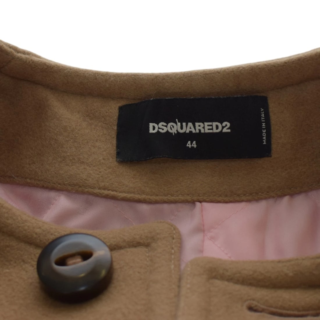 DSQUARED Camel Brown Wool Blend Colarless 3 button Jacket Short Coat size IT 44 - 3