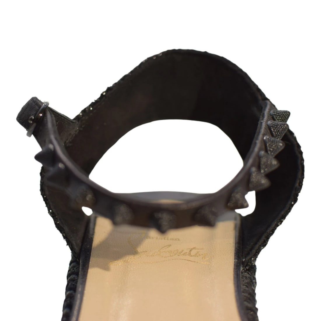 Christian Louboutin Black Leather Madmonica 60 Spiked Espadrille Sandals Size 9 - 10