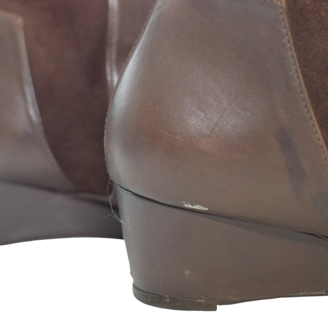 Fratelli Rossetti Brown Suede & Leather Knee-High Wedge Heel Boots sz 11, IT 41 - 12
