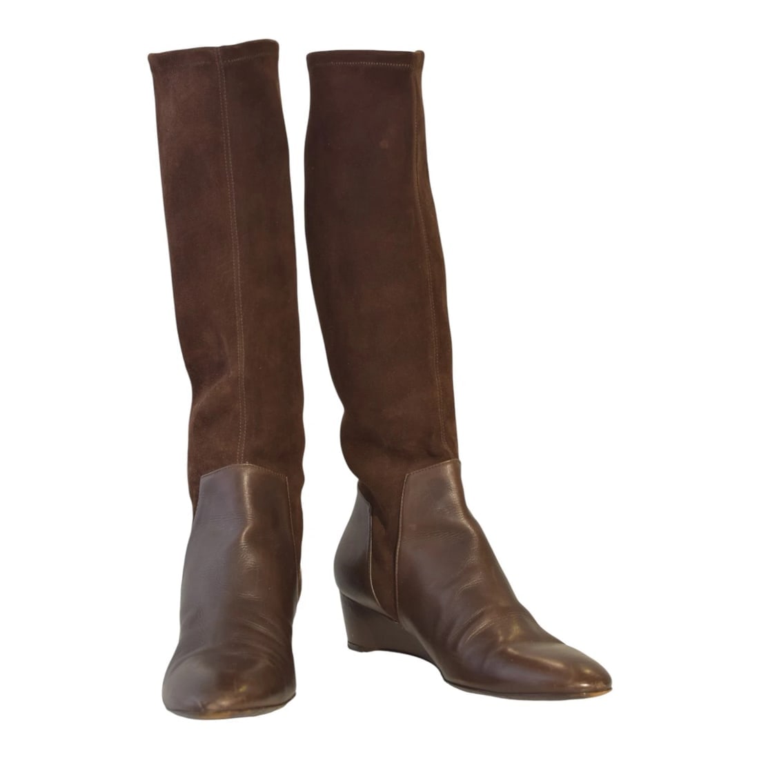 Fratelli Rossetti Brown Suede & Leather Knee-High Wedge Heel Boots sz 11, IT 41: Title:Fratelli Rossetti Brown Suede & Leather Knee-High Wedge Heel Boots sz 11, IT 41 Description:Fratelli Rossetti Brown Suede & Leather Knee-High Wedge Heel Boots sz 11, IT 41 These elegant Fratelli