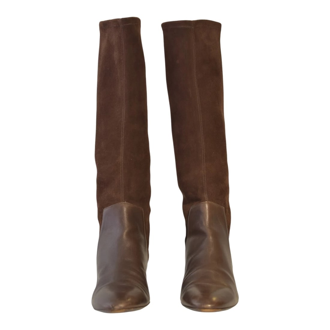 Fratelli Rossetti Brown Suede & Leather Knee-High Wedge Heel Boots sz 11, IT 41 - 2