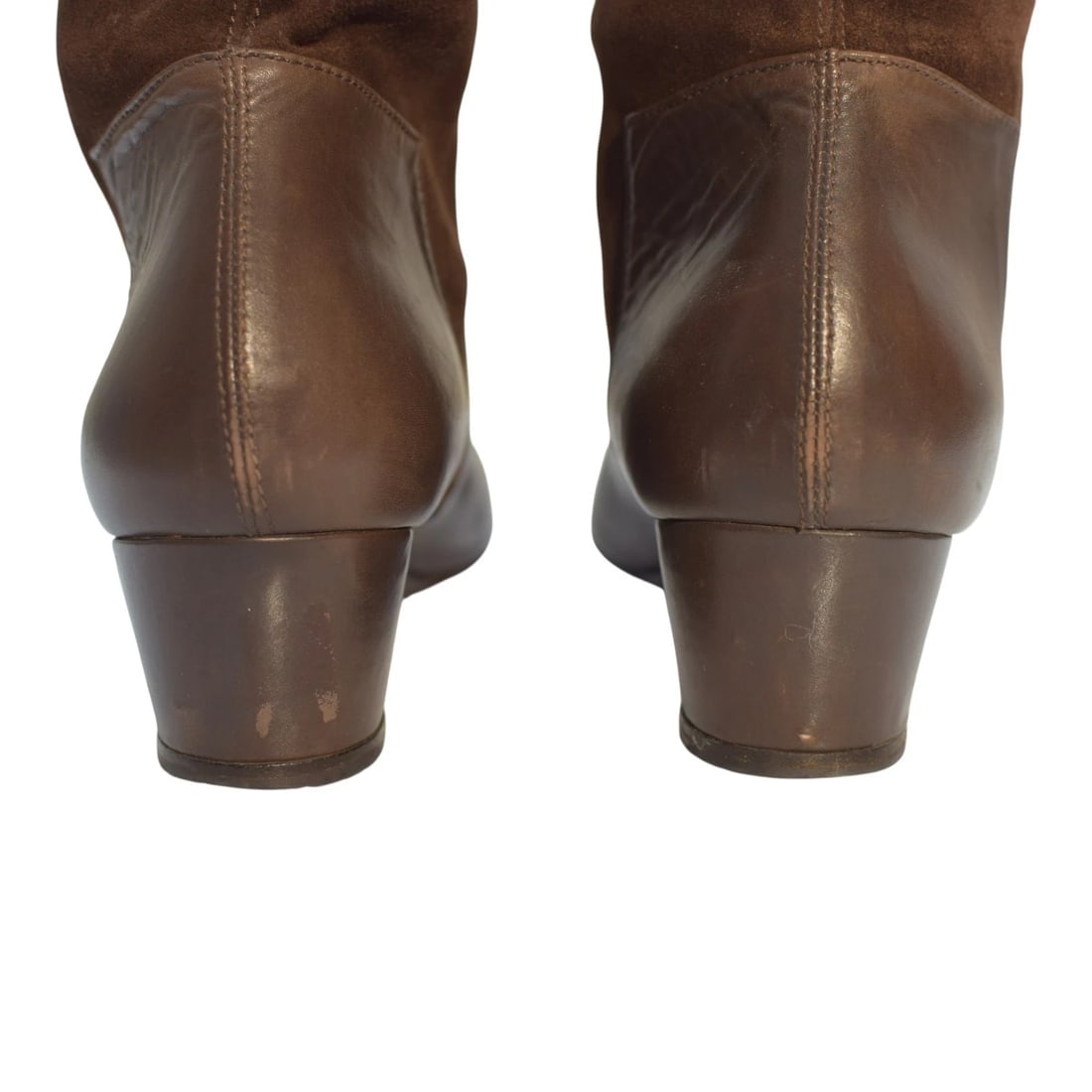 Fratelli Rossetti Brown Suede & Leather Knee-High Wedge Heel Boots sz 11, IT 41 - 7