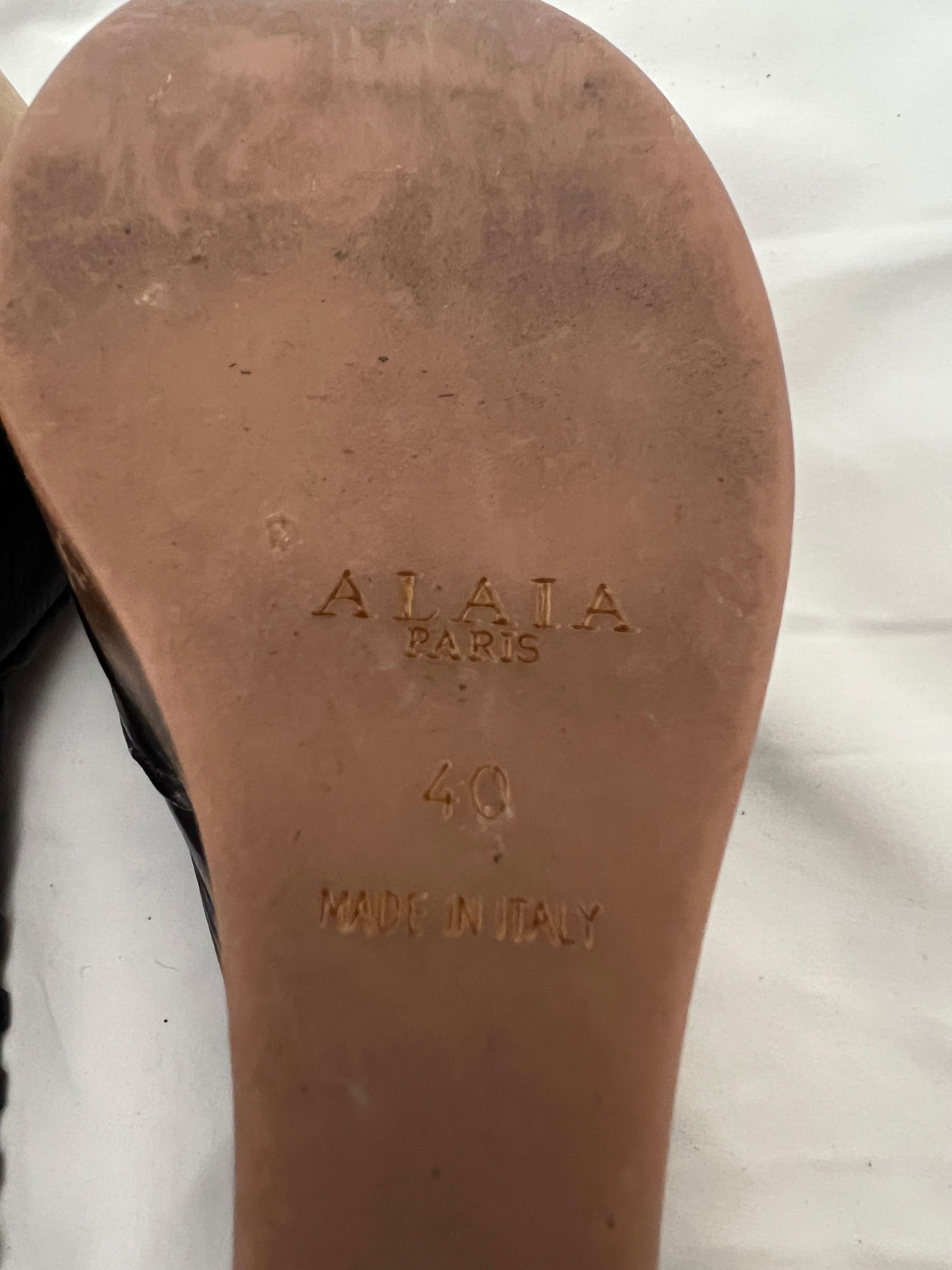 Alaia Paris Leather and Wood Platform Wedge Sandals, Size 40 - 12