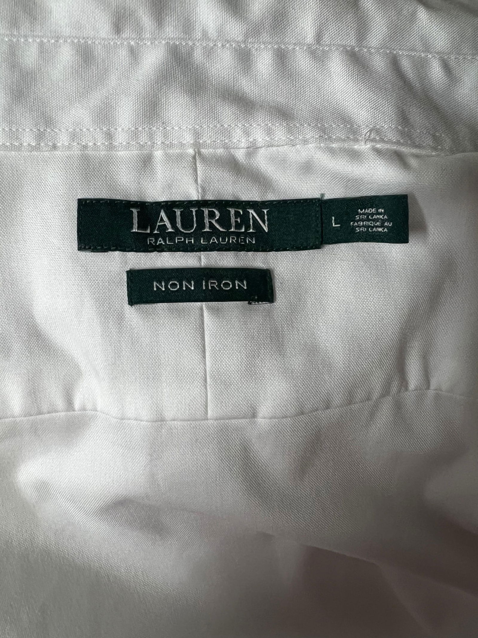 Ralph Lauren White Cotton Button Down Shirt Blouse, Size Large - 13