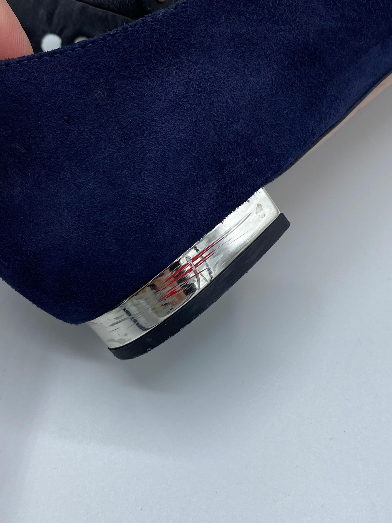 Aquazzura Firenze Rockstar Navy Suede Pointed Toe Flats, Size 39 - 12