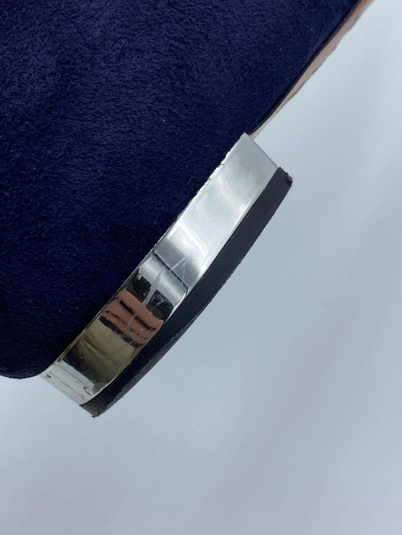 Aquazzura Firenze Rockstar Navy Suede Pointed Toe Flats, Size 39 - 15