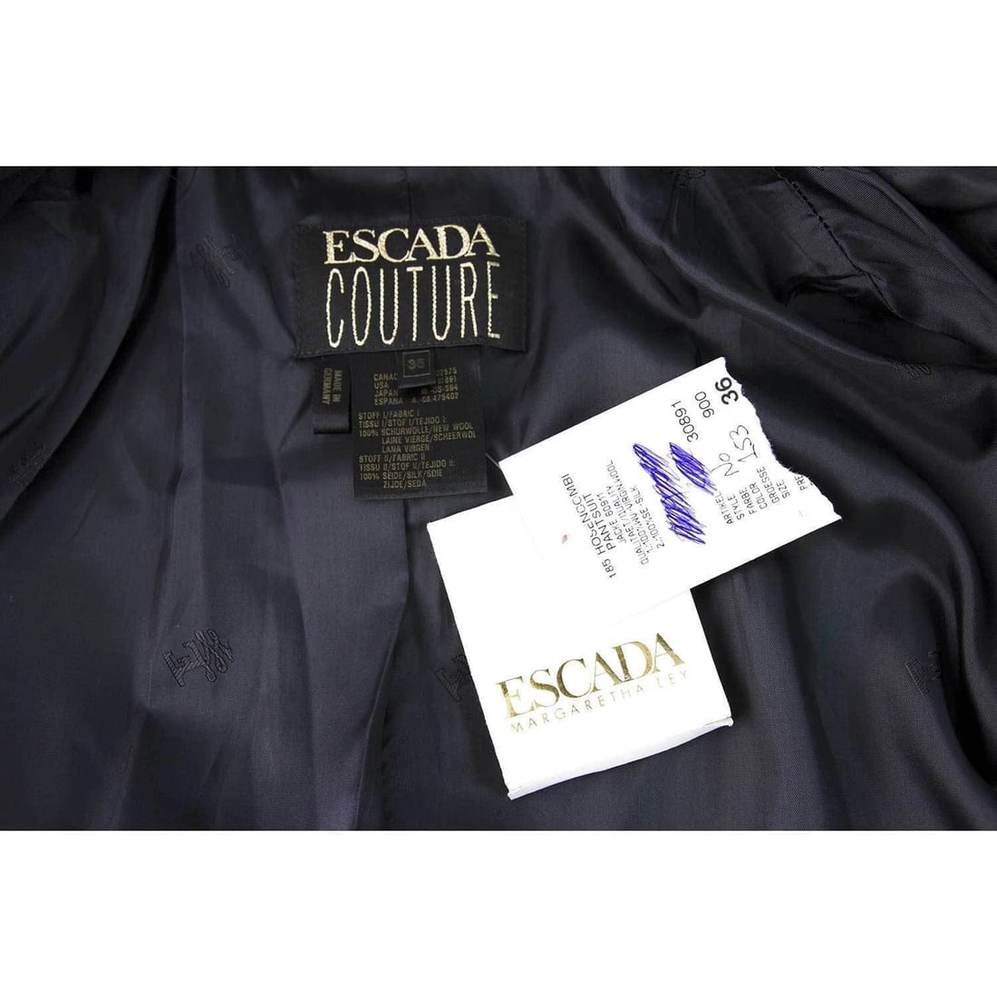 BNWT - Authentic Escada Couture Silk Scarf Maxi Wool Jacket -sz 36 - 9